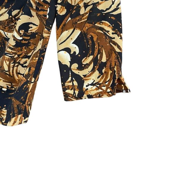 Alfred Dunner Open Blazer Brown Cream Abstract Floral Metallic Jacket Women's 8 - Picture 3 of 9